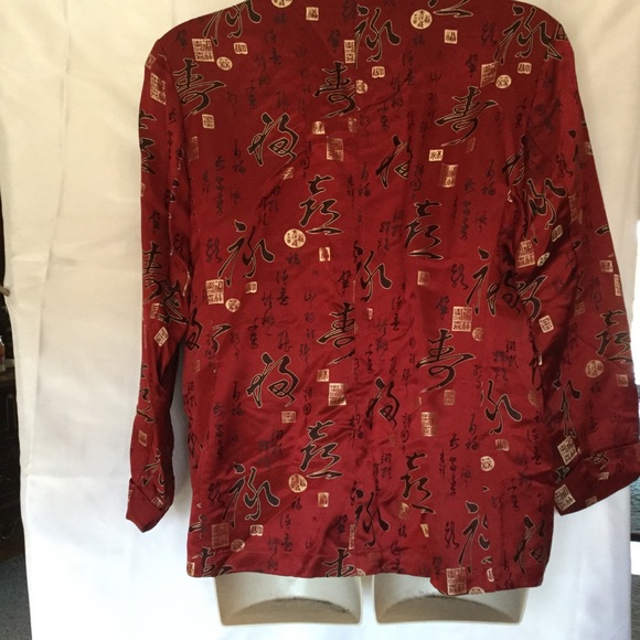 Chico’s size 3 oriental silk/rayon button-down - Picture 4 of 5